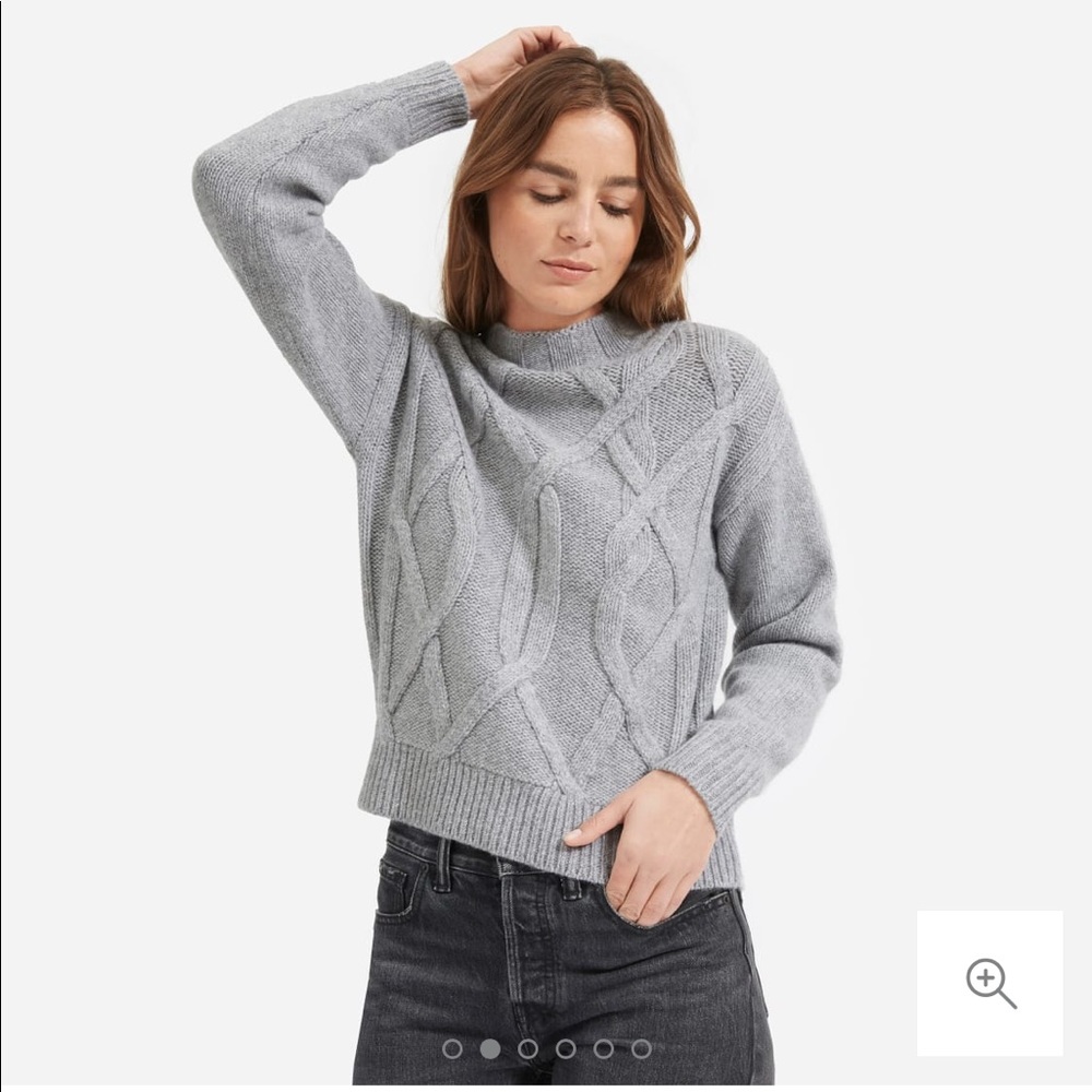 The Cable Mockneck in Heather Gray